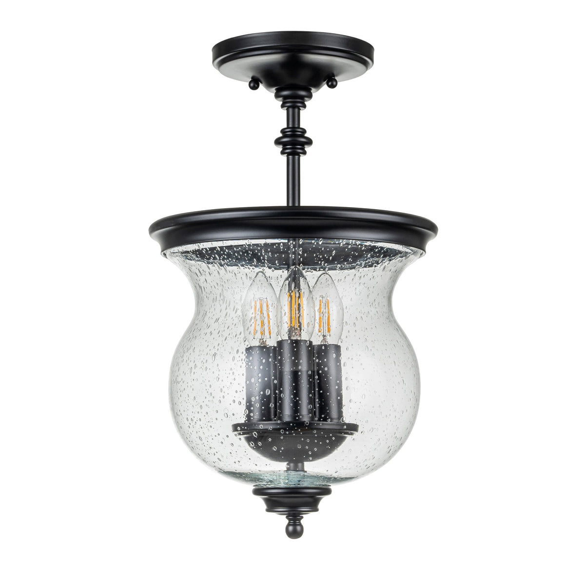 Pickering Lane Three Light Semi-Flush or Pendant in Black