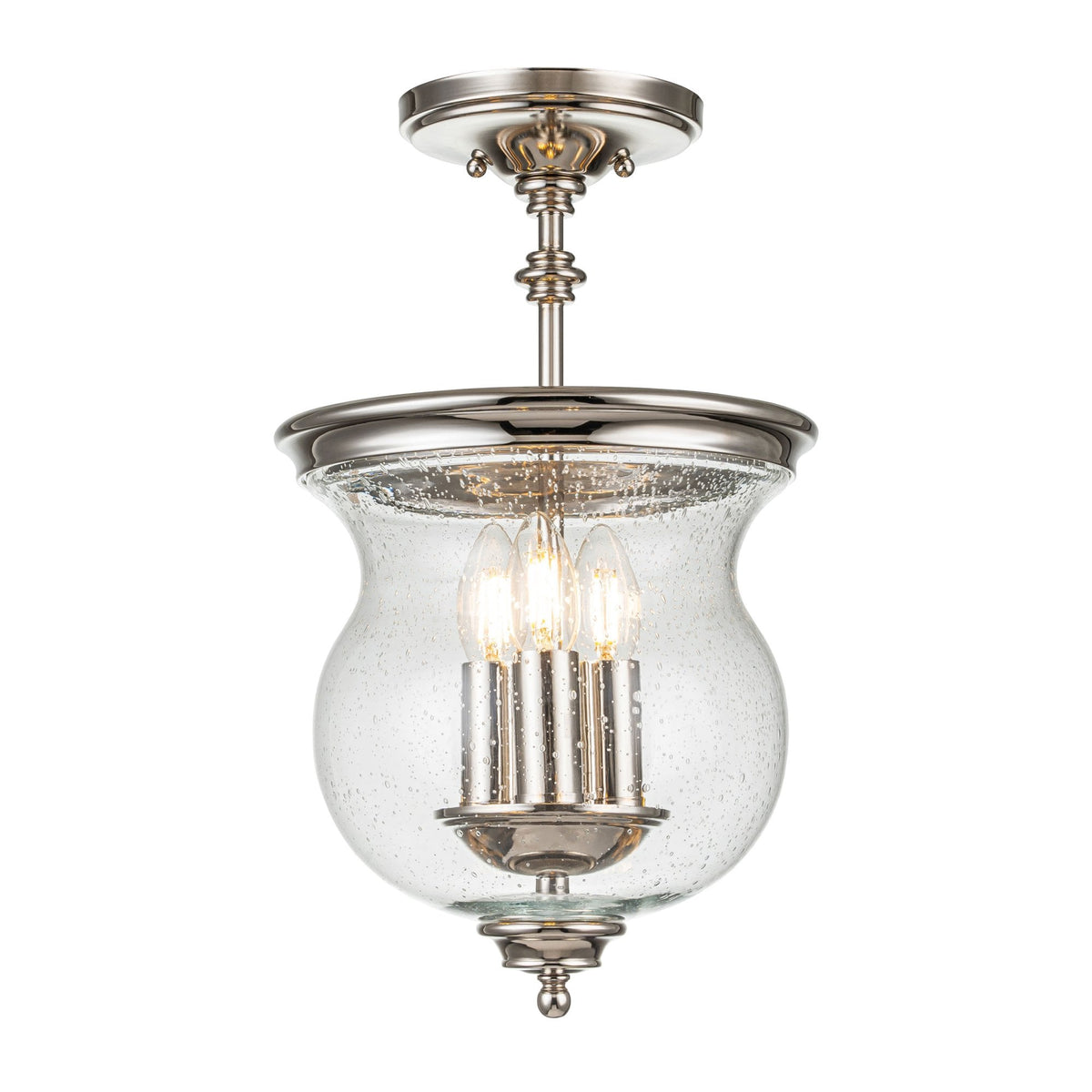 Pickering Lane Three Light Semi-Flush or Pendant in Polished Nickel