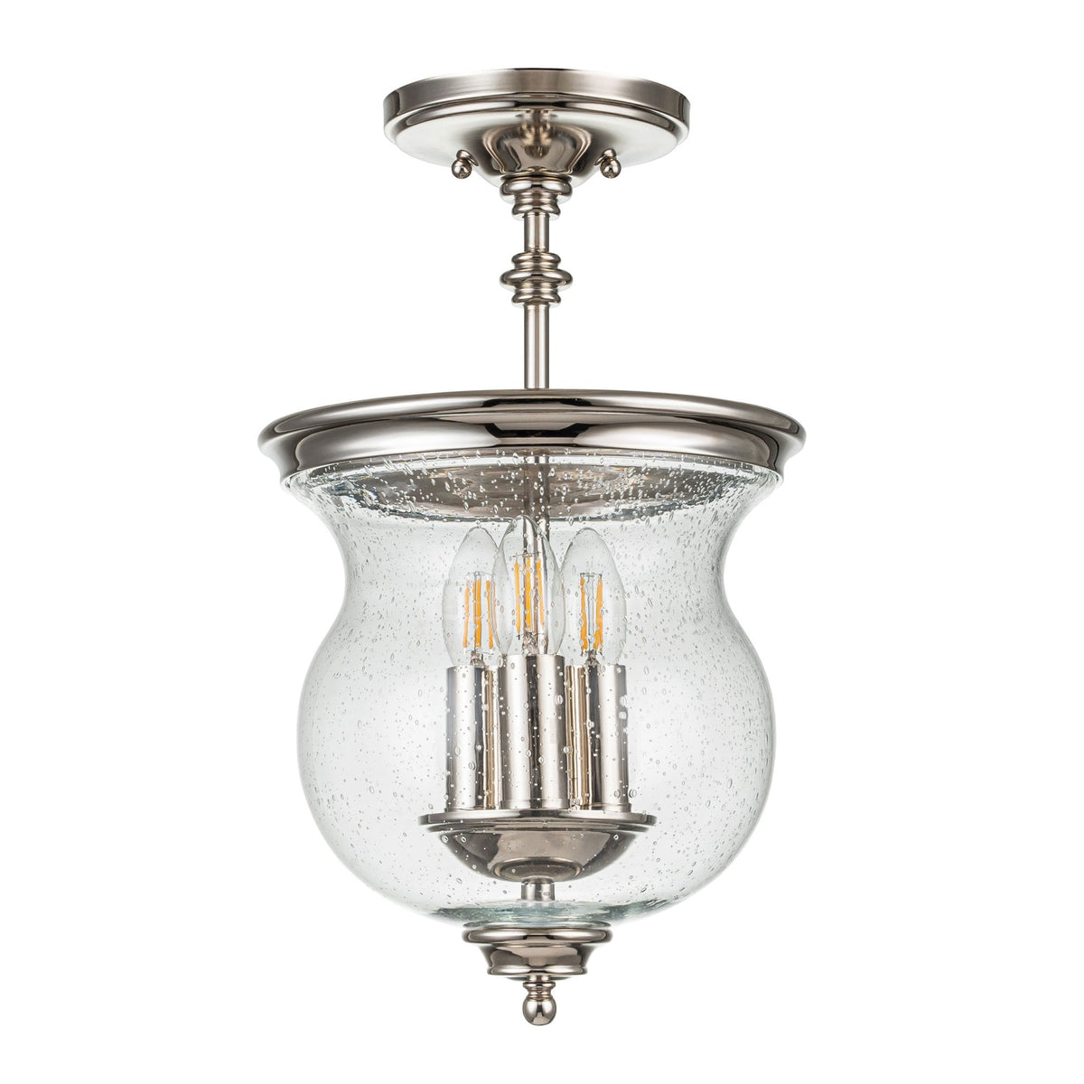 Pickering Lane Three Light Semi-Flush or Pendant in Polished Nickel