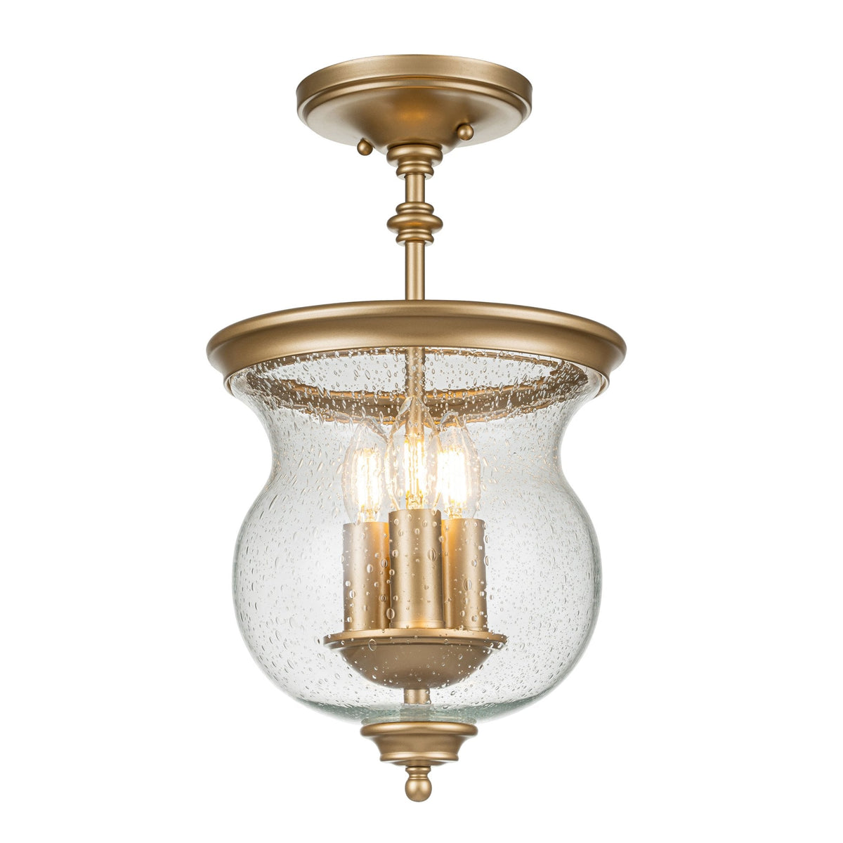 Pickering Lane Three Light Semi-Flush or Pendant in Painted Natural Brass