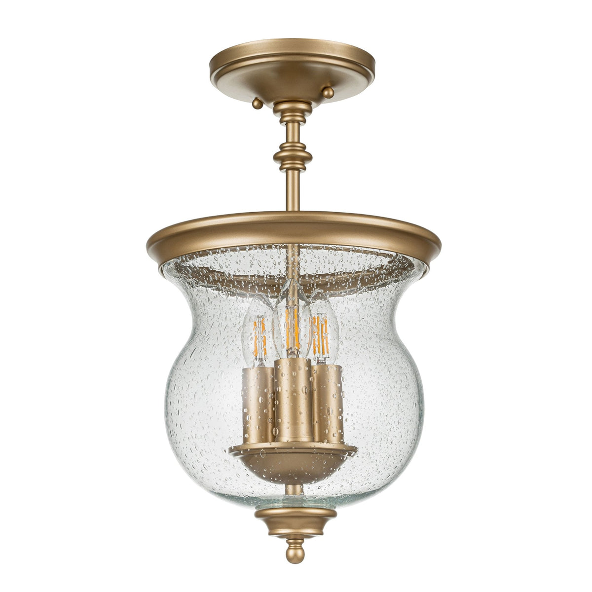 Pickering Lane Three Light Semi-Flush or Pendant in Painted Natural Brass