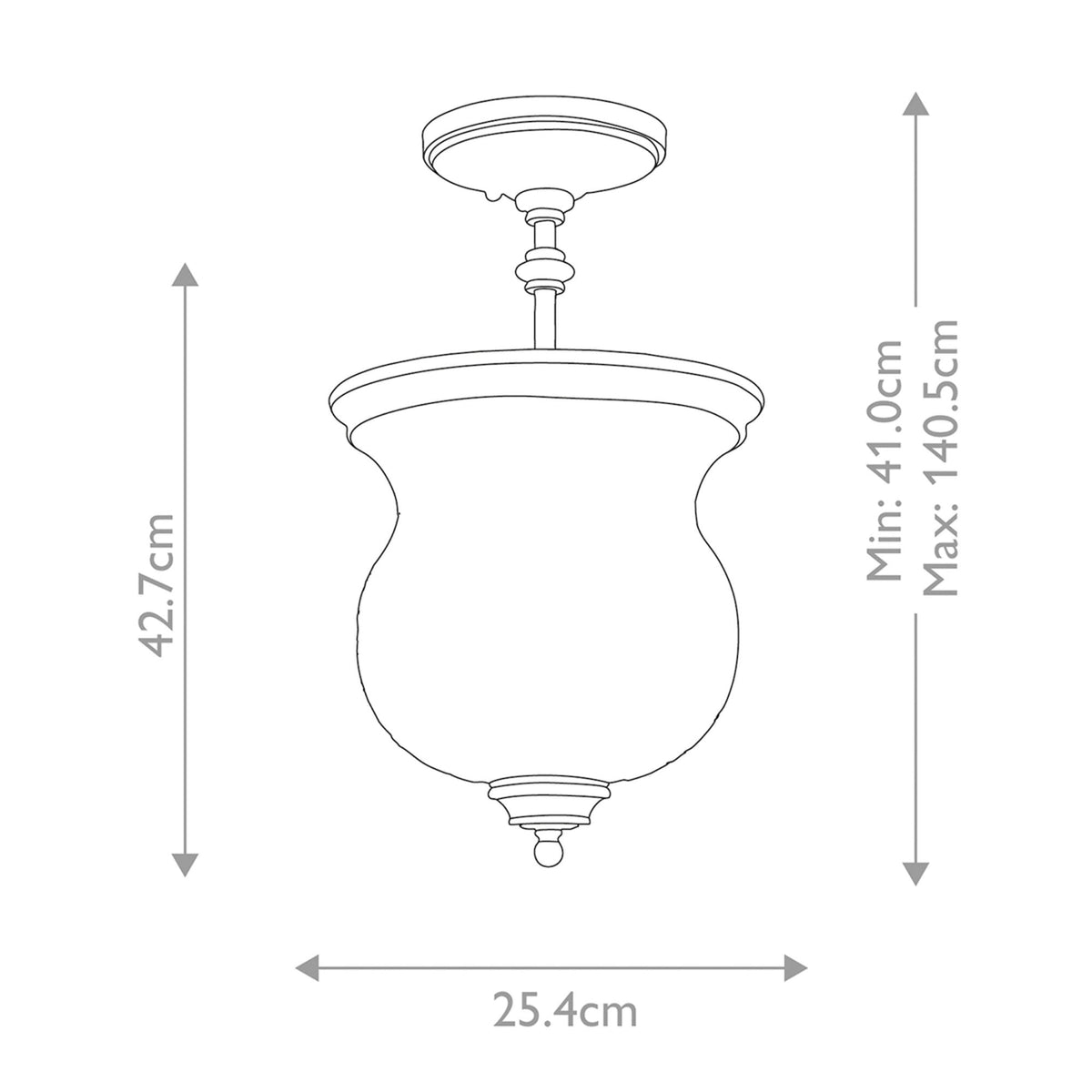 Pickering Lane Three Light Semi-Flush or Pendant in Painted Natural Brass