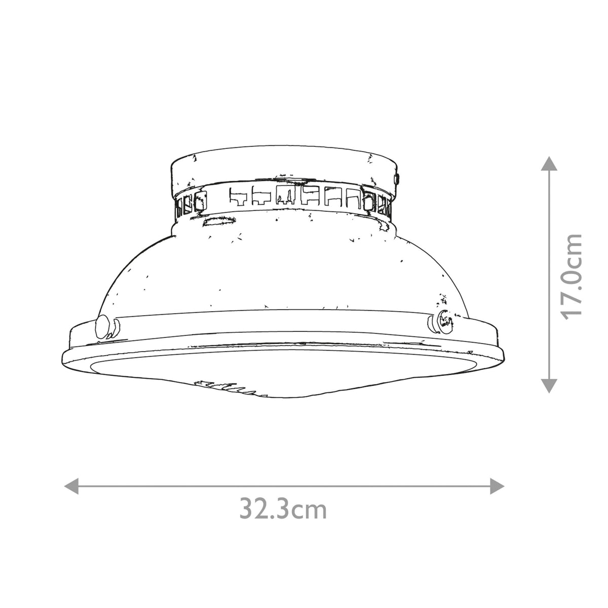 Amelia Flush Ceiling Light in Heritage Brass with Glass Diffuser
