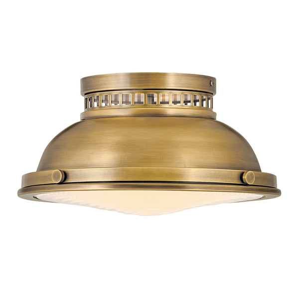 Amelia Flush Ceiling Light in Heritage Brass with Glass Diffuser