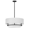 Graham Large Duo Mount Semi Flush or Pendant in Black with Off White Shades