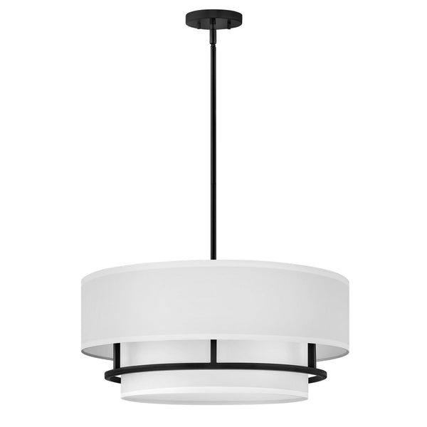 Graham Large Duo Mount Semi Flush or Pendant in Black with Off White Shades