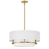 Graham Large Duo Mount Semi Flush or Pendant in Lacquered Brass with Off White Shades
