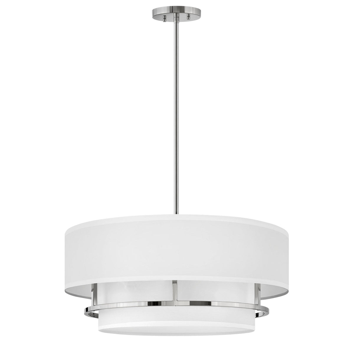 Graham Large Duo Mount Semi Flush or Pendant in Polished Nickel with Off White Shades