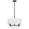 Graham Medium Duo Mount Semi Flush or Pendant in Black with Off White Shades