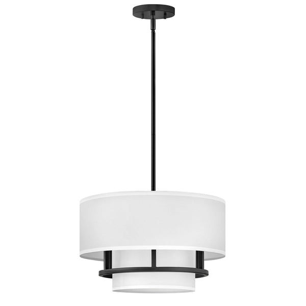 Graham Medium Duo Mount Semi Flush or Pendant in Black with Off White Shades