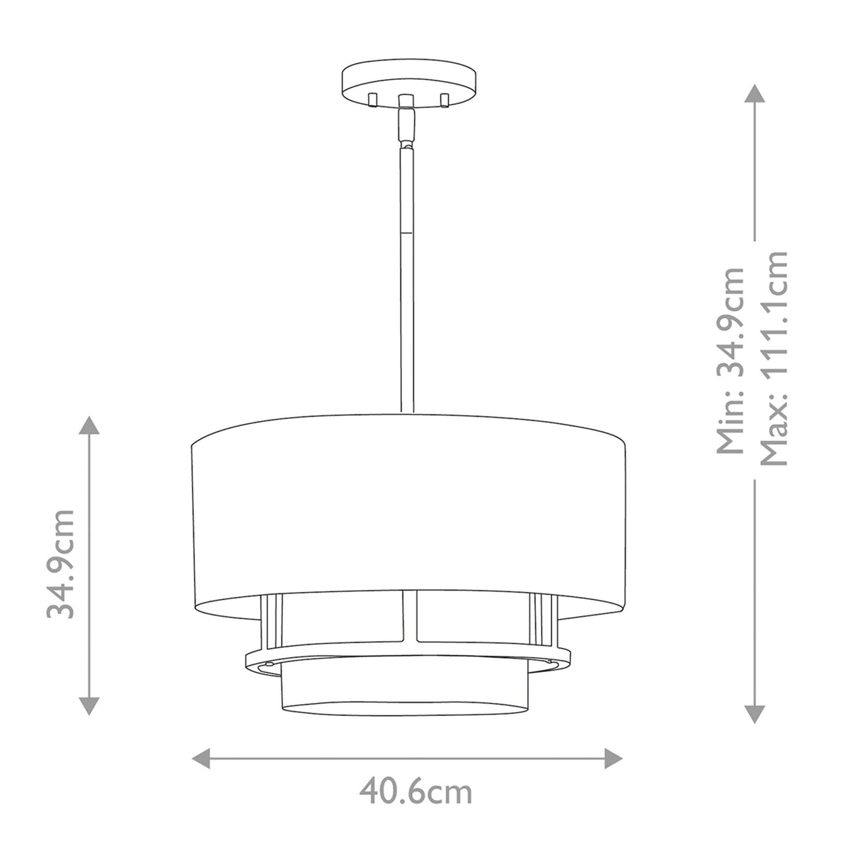 Graham Medium Duo Mount Semi Flush or Pendant in Black with Off White Shades