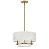 Graham Medium Duo Mount Semi Flush or Pendant in Lacquered Brass with Off White Shades