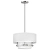 Graham Medium Duo Mount Semi Flush or Pendant in Polished Nickel with Off White Shades