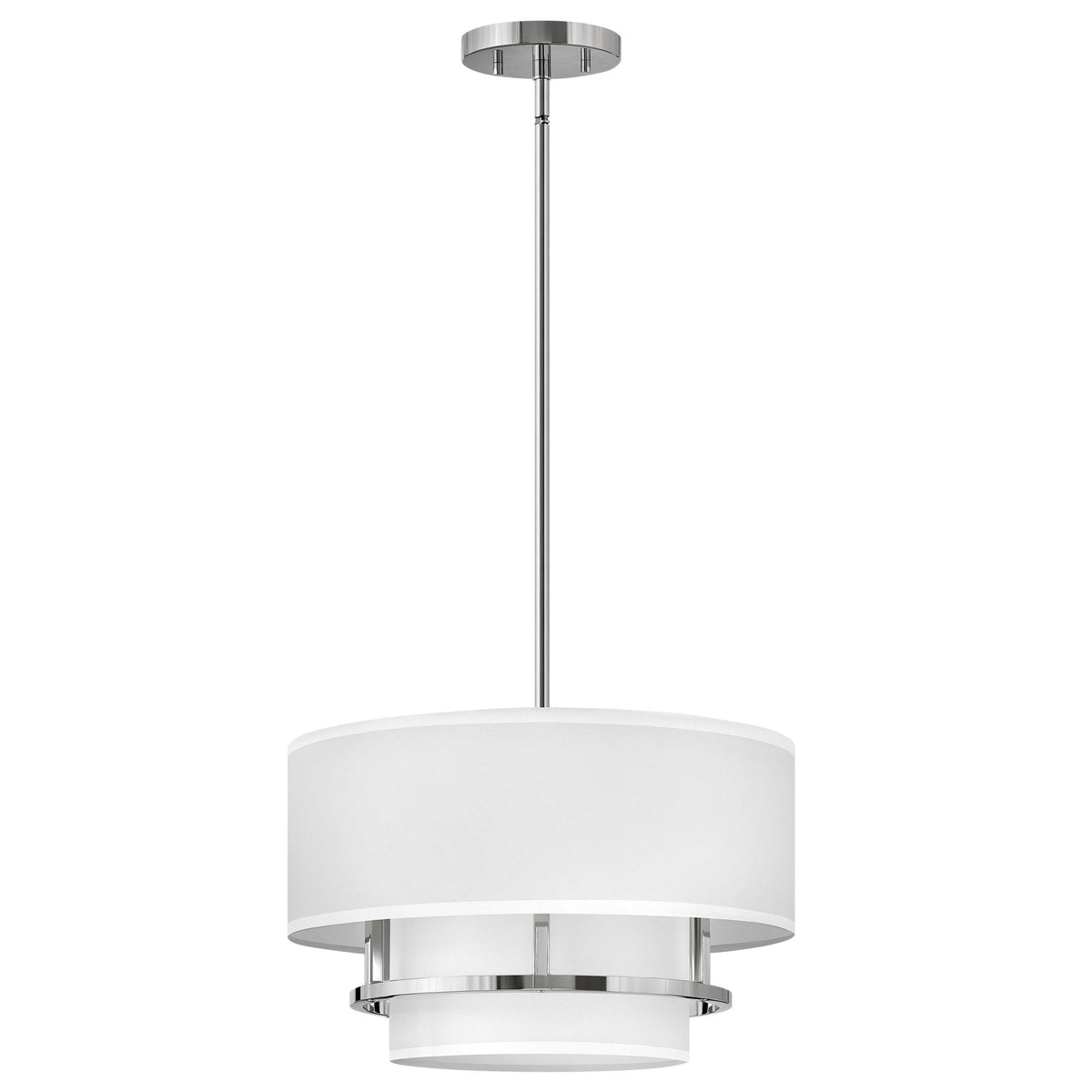 Graham Medium Duo Mount Semi Flush or Pendant in Polished Nickel with Off White Shades