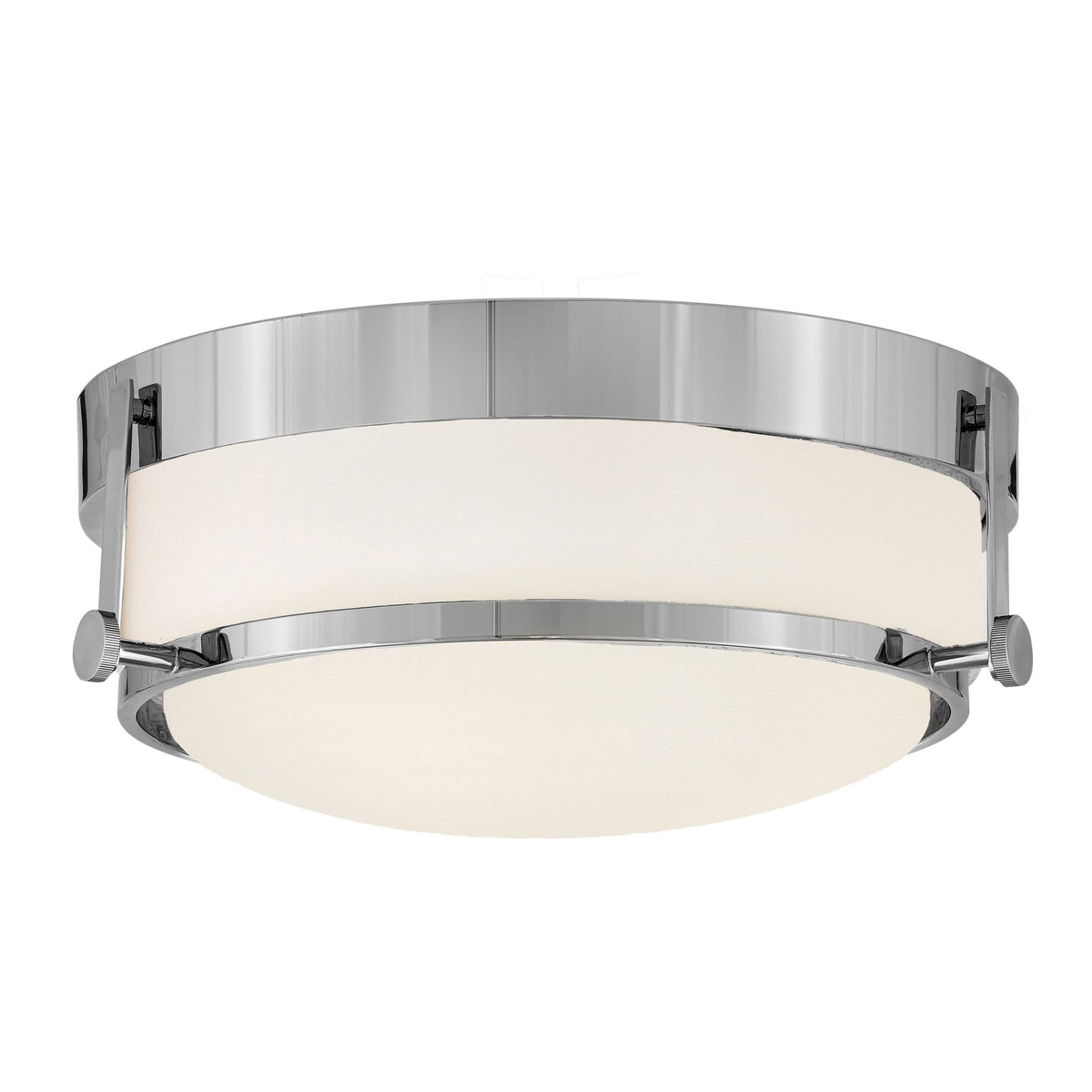 Harper Flush Ceiling Light in Polished Chrome with White Opal Etched Glass Diffuser
