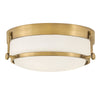 Harper Flush Ceiling Light in Heritage Brass with White Opal Etched Glass Diffuser