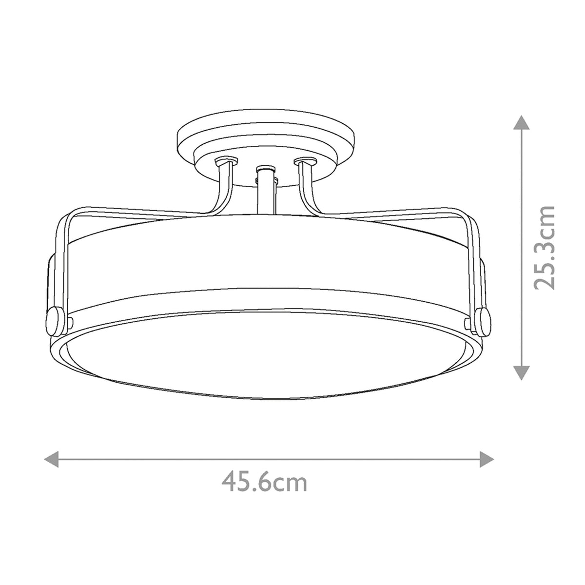 Harper Medium Semi Flush Light in Heritage Brass with White Opal Glass Diffuser