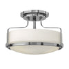 Harper Small Semi Flush Light in Polished Chrome with White Opal Glass Diffuser