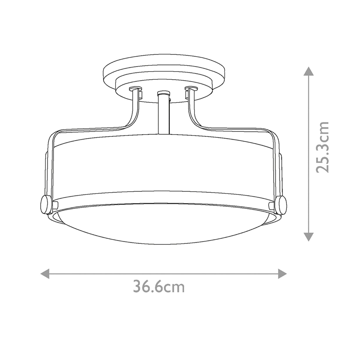 Harper Small Semi Flush Light in Polished Chrome with White Opal Glass Diffuser