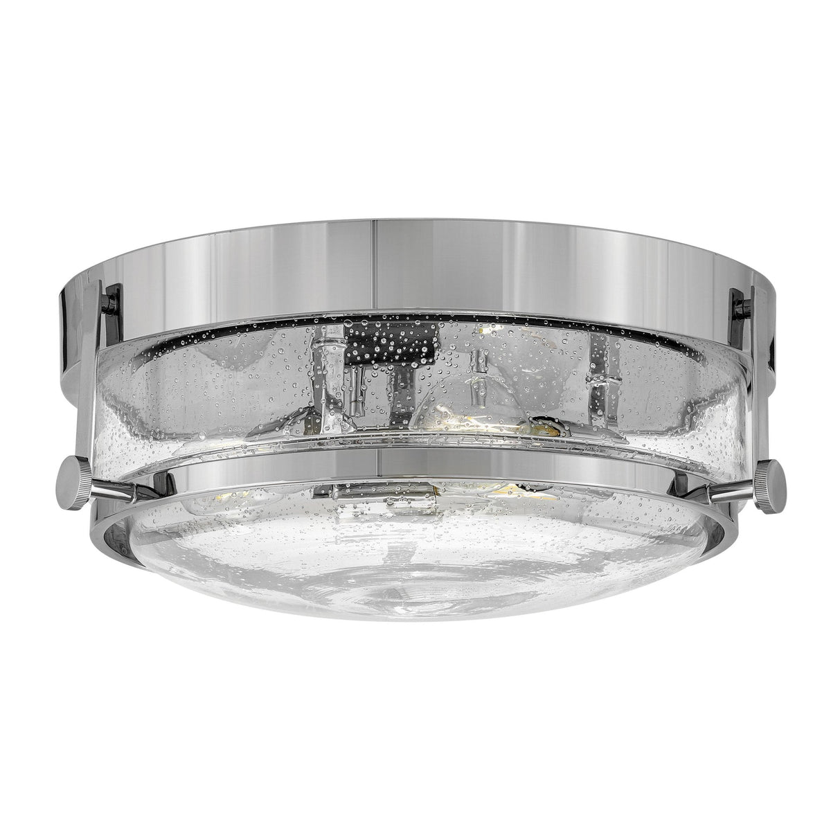 Harper Flush Ceiling Light in Polished Chrome with Clear Seeded Glass Diffuser