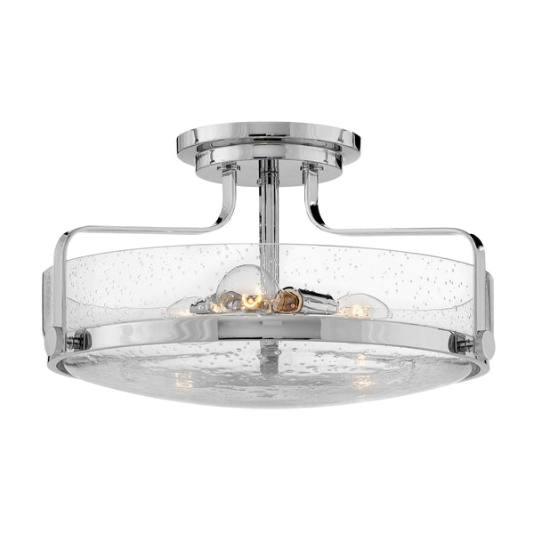 Harper Medium Semi Flush Light in Polished Chrome with Clear Seeded Glass Diffuser