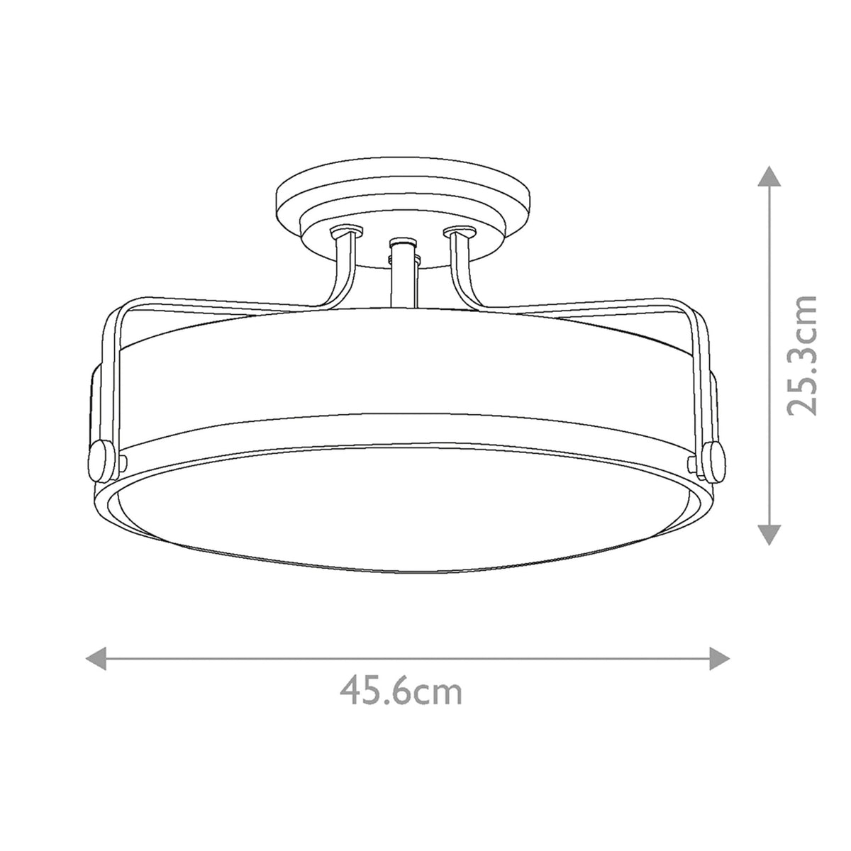 Harper Medium Semi Flush Light in Polished Chrome with Clear Seeded Glass Diffuser