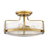 Harper Medium Semi Flush Light in Heritage Brass with Clear Seeded Glass Diffuser