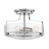 Harper Small Semi Flush Light in Polished Chrome with Clear Seeded Glass Diffuser
