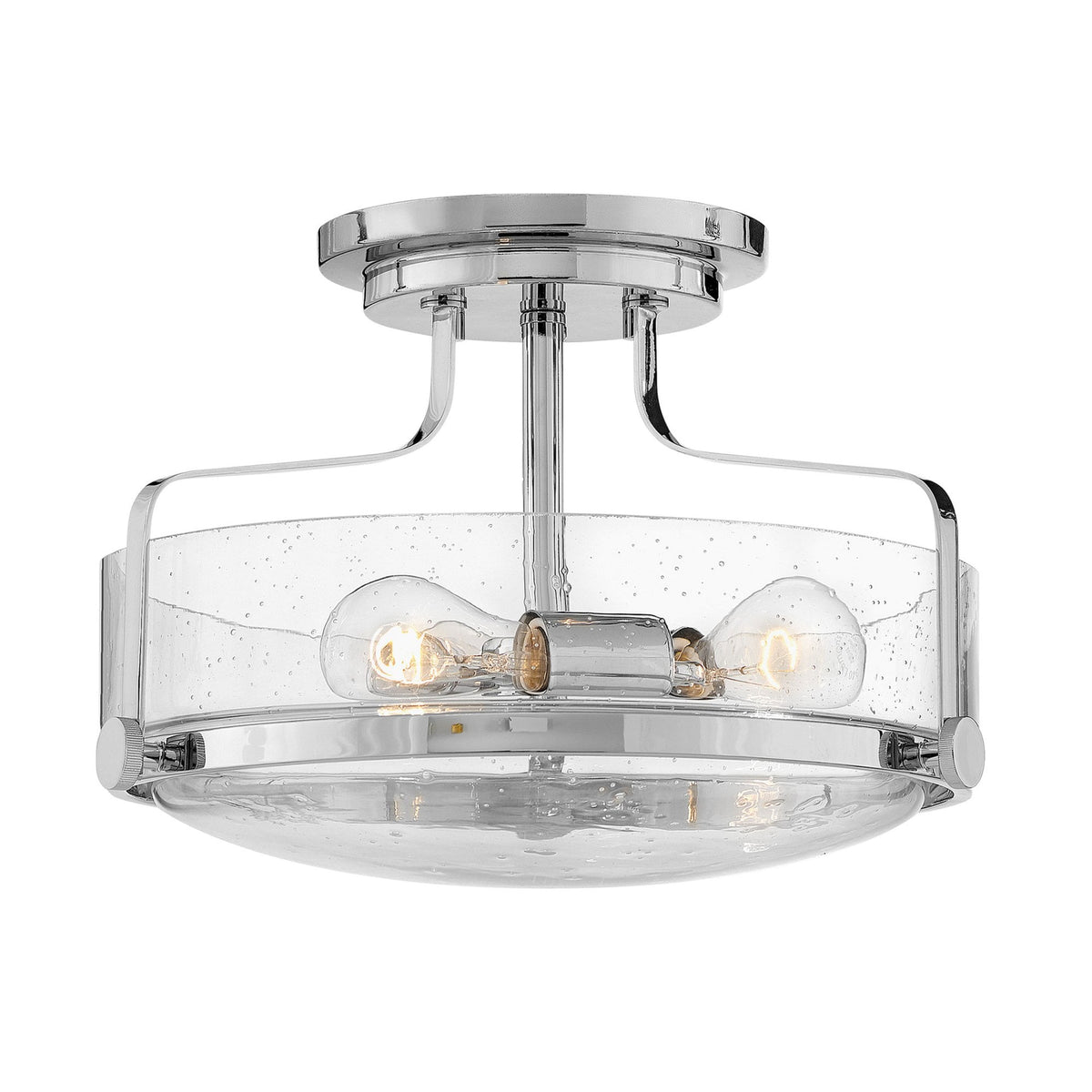 Harper Small Semi Flush Light in Polished Chrome with Clear Seeded Glass Diffuser