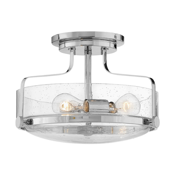 Harper Small Semi Flush Light in Polished Chrome with Clear Seeded Glass Diffuser