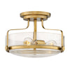 Harper Small Semi Flush Light in Heritage Brass with Clear Seeded Glass Diffuser