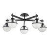 Hollis IP44 Five Arm Ceiling Light in Black with Clear Seeded Glass