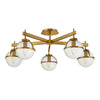 Hollis IP44 Five Arm Ceiling Light in Heritage Brass with Clear Seeded Glass