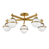 Hollis IP44 Five Arm Ceiling Light in Heritage Brass with Opal Glass