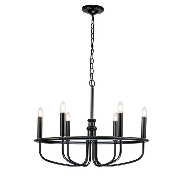 Capitol Hill Six Arm Chandelier Pendant in Black