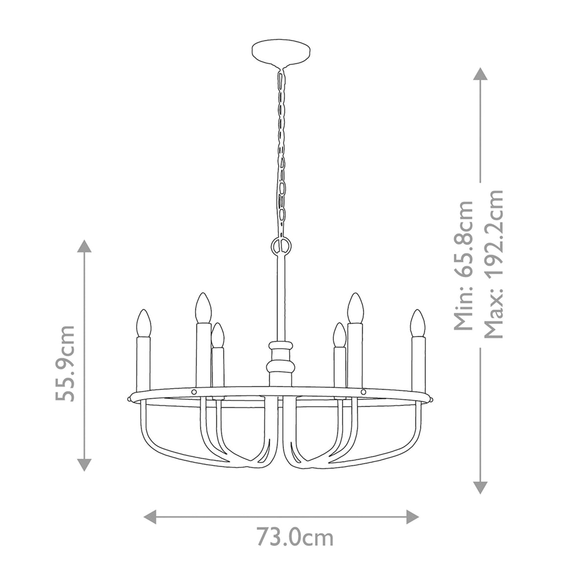 Capitol Hill Six Arm Chandelier Pendant in Black