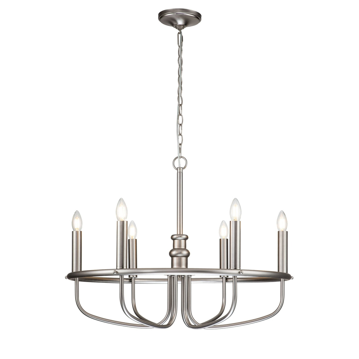 Capitol Hill Six Arm Chandelier Pendant in Brushed Nickel