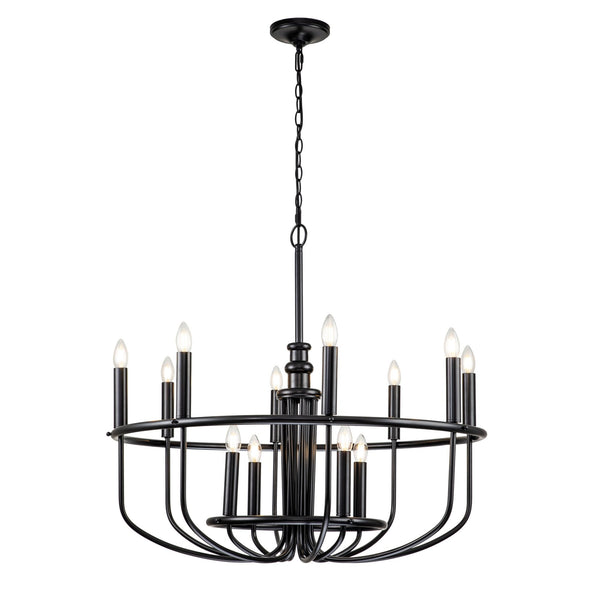 Capitol Hill Twelve Arm Chandelier Pendant in Black