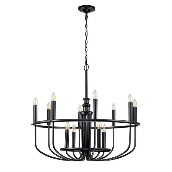 Capitol Hill Twelve Arm Chandelier Pendant in Black