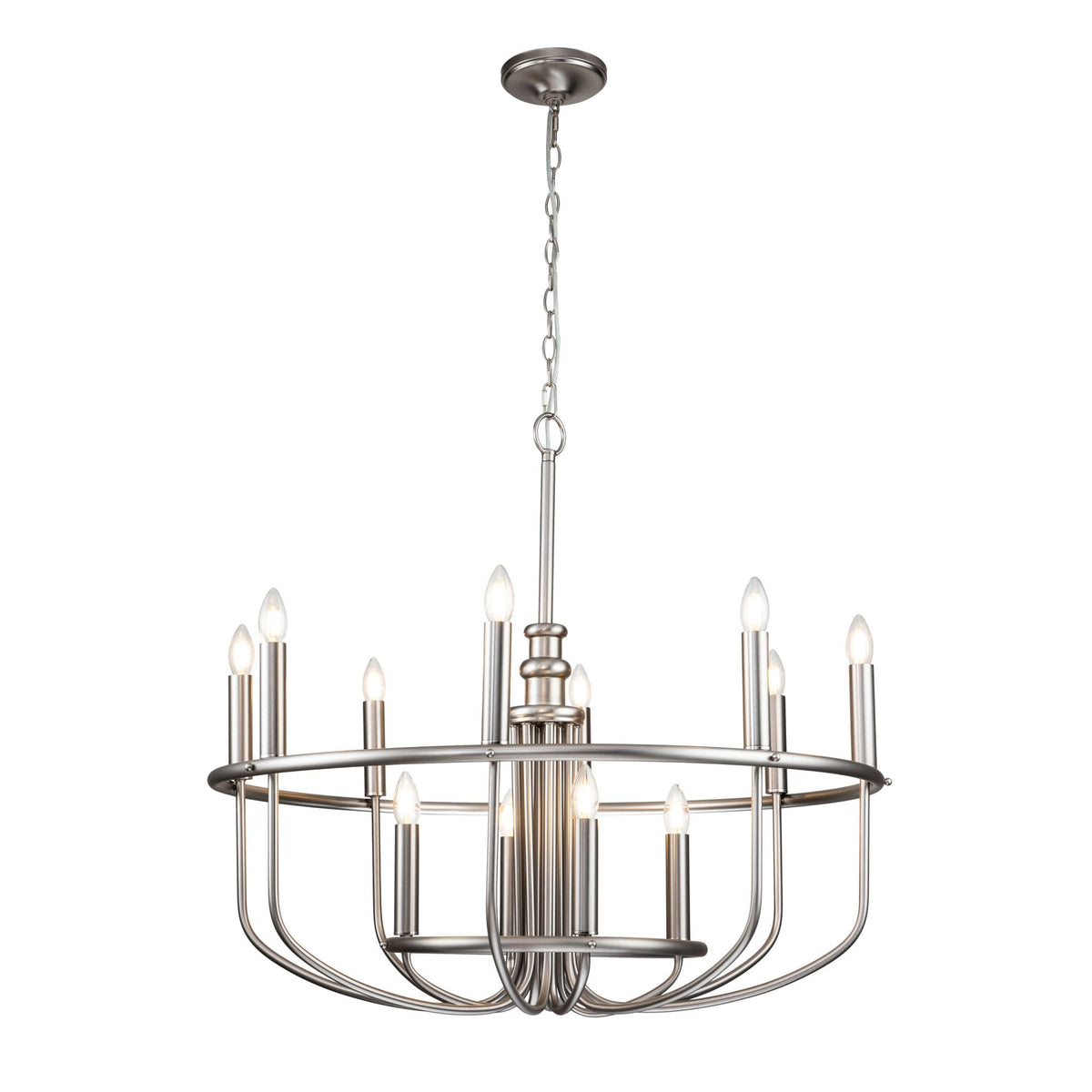 Capitol Hill Twelve Arm Chandelier Pendant in Brushed Nickel
