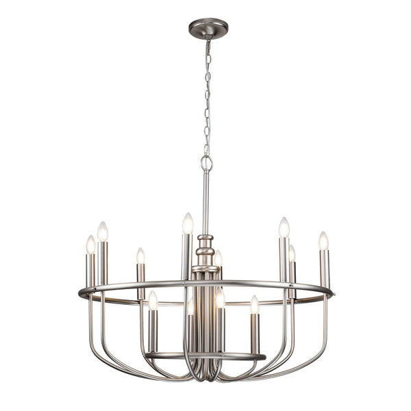 Capitol Hill Twelve Arm Chandelier Pendant in Brushed Nickel