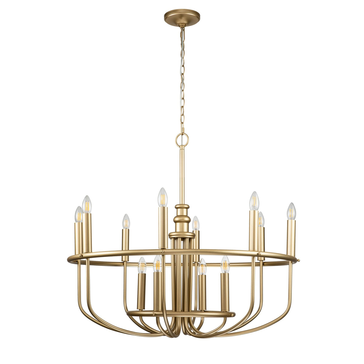 Capitol Hill Twelve Arm Chandelier Pendant in Painted Natural Brass