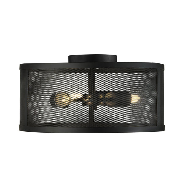 Fishnet 3 Light Semi Flush Ceiling Light In Matt Black