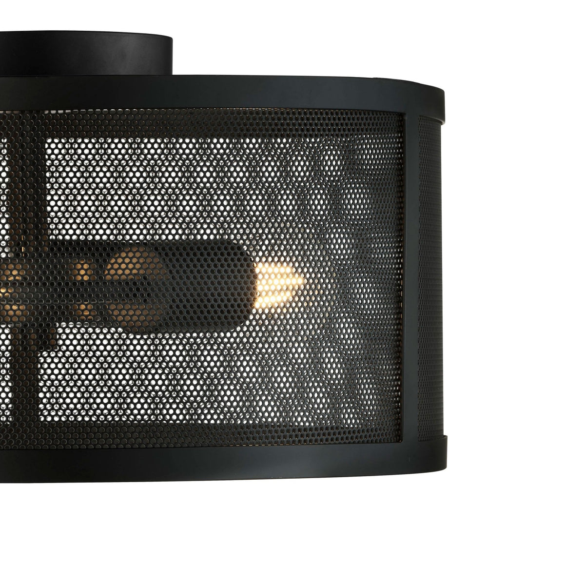Fishnet 3 Light Semi Flush Ceiling Light In Matt Black