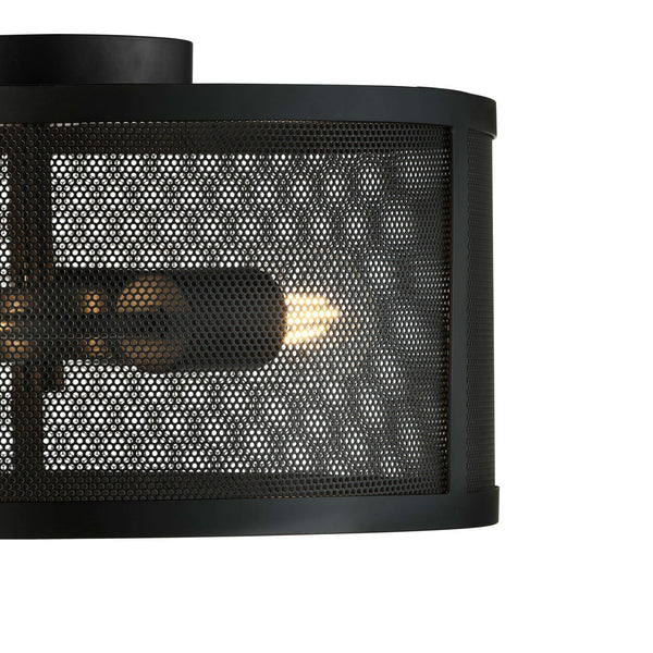 Fishnet 3 Light Semi Flush Ceiling Light In Matt Black