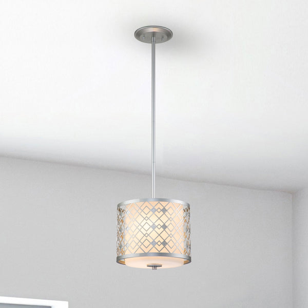 Ziggy Small Duo Mount Pendant or Semi Flush in Silver with White Opal Glass Diffuser