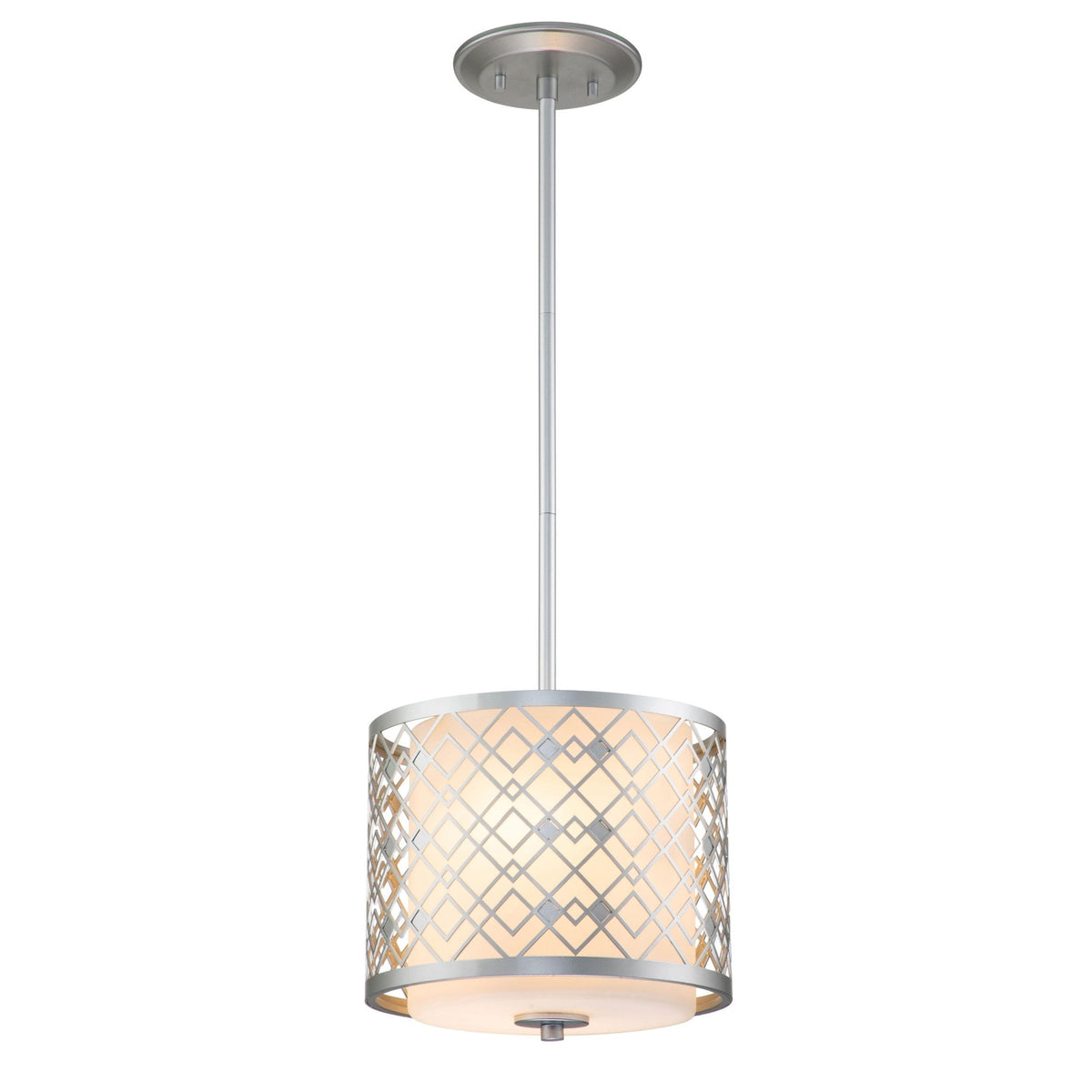 Ziggy Small Duo Mount Pendant or Semi Flush in Silver with White Opal Glass Diffuser