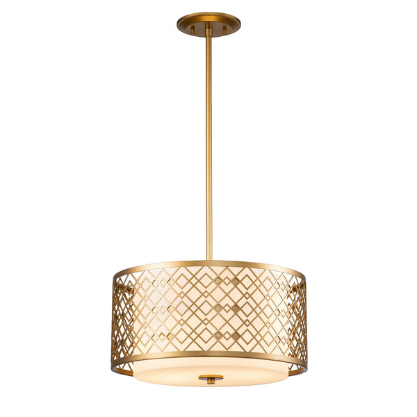 Ziggy Medium Duo Mount Pendant or Semi Flush in Gold with White Opal Glass Diffuser