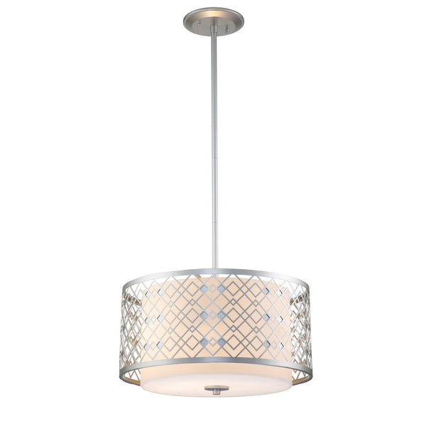Ziggy Medium Duo Mount Pendant or Semi Flush in Silver with White Opal Glass Diffuser