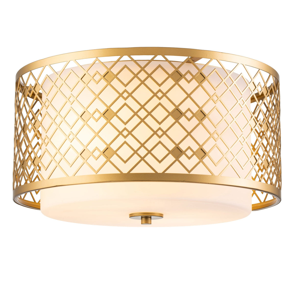 Ziggy Medium Flush in Gold with White Opal Glass Diffuser